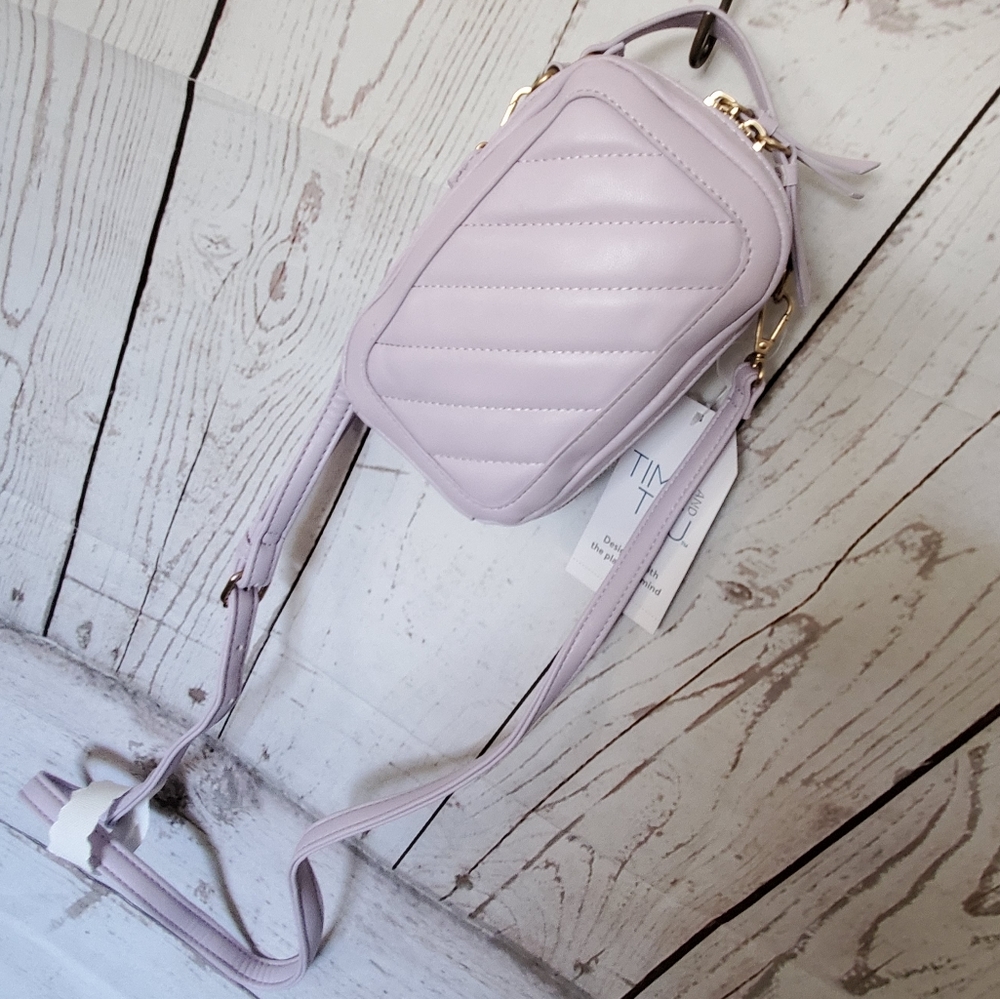 Time and Tru women's vinyl phone wallet crossbody bag purple lavender - Picture 9 of 13